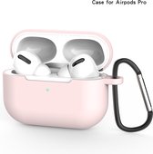 Apple AirPods Pro Hoesje in het Roze met Clip - TCH - Siliconen - met Haak - Case - Cover - Soft Case - Onepiece