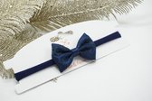 Cotton lace nylon regular haarband - Kleur Donker blauw - Haarstrik - Babyshower - Bows and Flowers