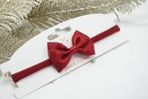 Cotton lace nylon regular haarband - Kleur Bordeaux rood - Haarstrik  - Babyshower - Bows and Flowers