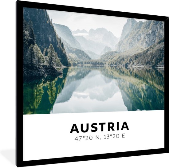 Fotolijst incl. Poster - Oostenrijk - Meer - Bergen - 40x40 cm - Posterlijst