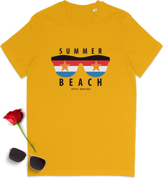 T Shirt Heren - T Shirt Dames - Zomer Strand - Summer Beach - Geel - Maat L