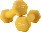 SONGMICS Set of 2 Dumbbells Weights Vinyl Coating, All-purpose Home Gym Fitness Waterproof and Non-Slip with Matte Finish, Yellow 2 x 1 kg SYL62YL