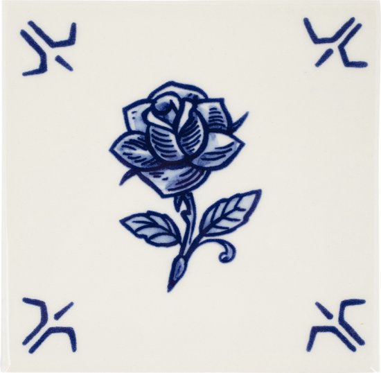Royal Delft Schiffmacher Royal Blue Tattoo - Delfts blauw - Tegel Rose