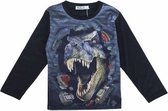 S&C Dinosaurus shirt - Lange Mouw - Dino shirt - T-rex - Zwart - maat 98/104 (4y)
