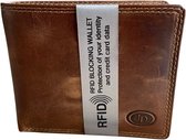 Leather Design billfold - leren heren portemonnee  - hunter leer - bruin - RFID beschermd