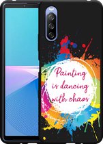 Sony Xperia 10 III Hoesje Zwart Painting Designed by Cazy