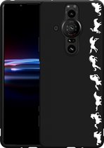 Sony Xperia Pro-I Hoesje Zwart Horses in Motion - Wit Designed by Cazy