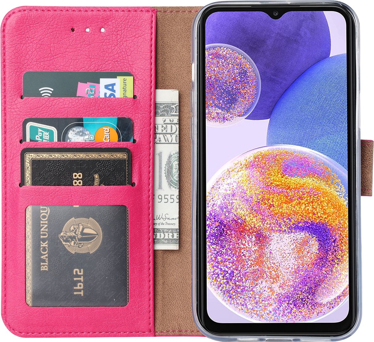 Arara Hoesje geschikt voor Samsung Galaxy A23 4G Hoesje - Pink – hoesje Samsung A23 4G – book case Samsung A23 4G - Arara