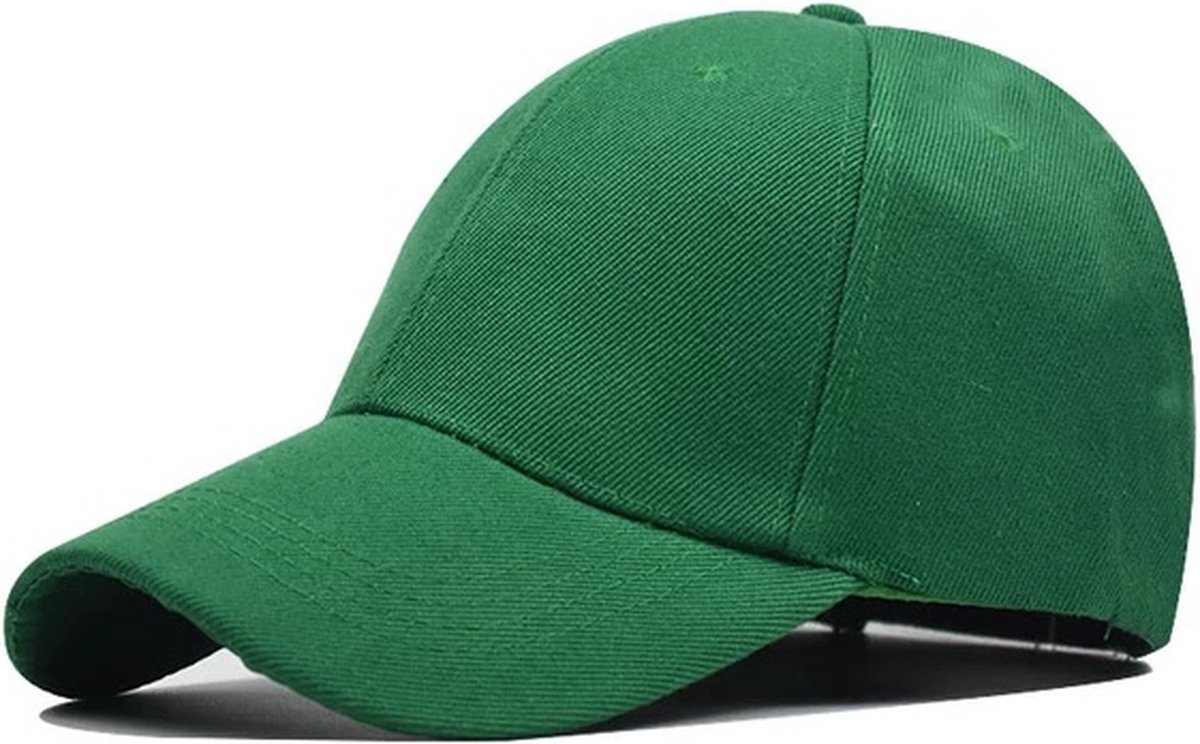 Baseball cap - 6 panelen - Groen - Pet - Katoen - Baseballcap - Verstelbaar - Unisex - Petten - Cap