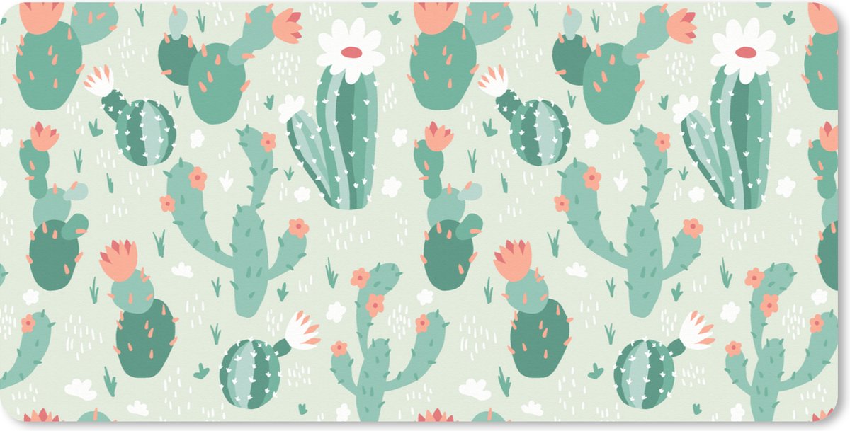 Muismat XXL 120x60 cm - Bureau onderlegger - Bureau mat Cactus - Patronen - Bloem - Bureaumat - Gaming mousepad xl - Bureaulegger groot - Computer deskmat