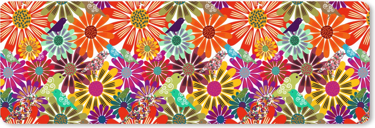 Muismat XXL 90x30 cm - Bureau onderlegger - Bureau mat Regenboog - Bloemen - Patronen - Hippie - Bureaumat - Gaming mousepad xl - Bureaulegger groot - Computer deskmat