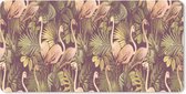 Tapis de souris XXL - Sous-main - Tapis de bureau - Vintage - Flamingo rose - Feuilles - Jungle - Motif - 90x45 cm - Tapis de souris XXL