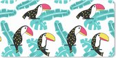 Muismat XXL - Bureau onderlegger - Bureau mat - Patroon - Jungle - Toekan - 90x45 cm - XXL muismat