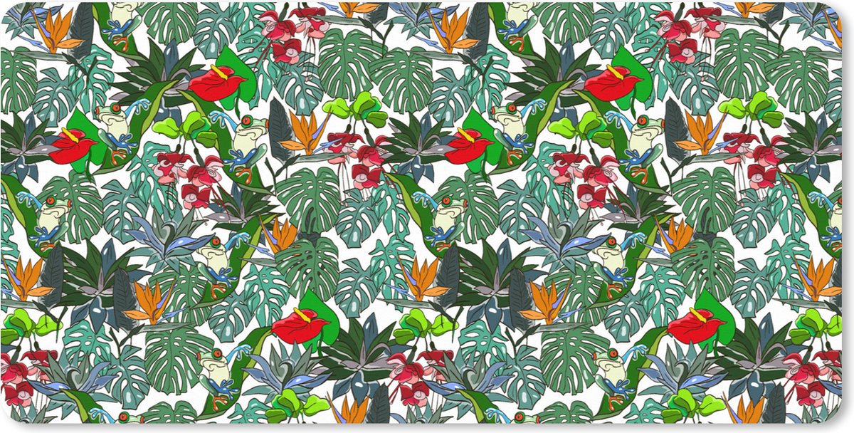 Muismat XXL 90x45 cm - Bureau onderlegger - Bureau mat Patroon - Planten - Jungle - Bureaumat - Gaming mousepad xl - Bureaulegger groot - Computer deskmat