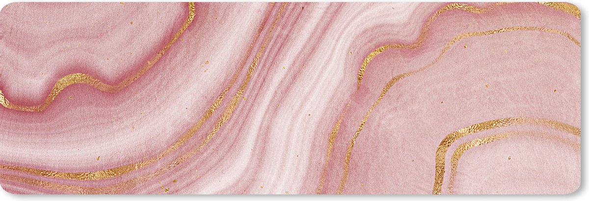 Muismat XXL 90x30 cm - Bureau onderlegger - Bureau mat Marmer - Goud - Rood - Bureaumat - Gaming mousepad xl - Bureaulegger groot - Computer deskmat
