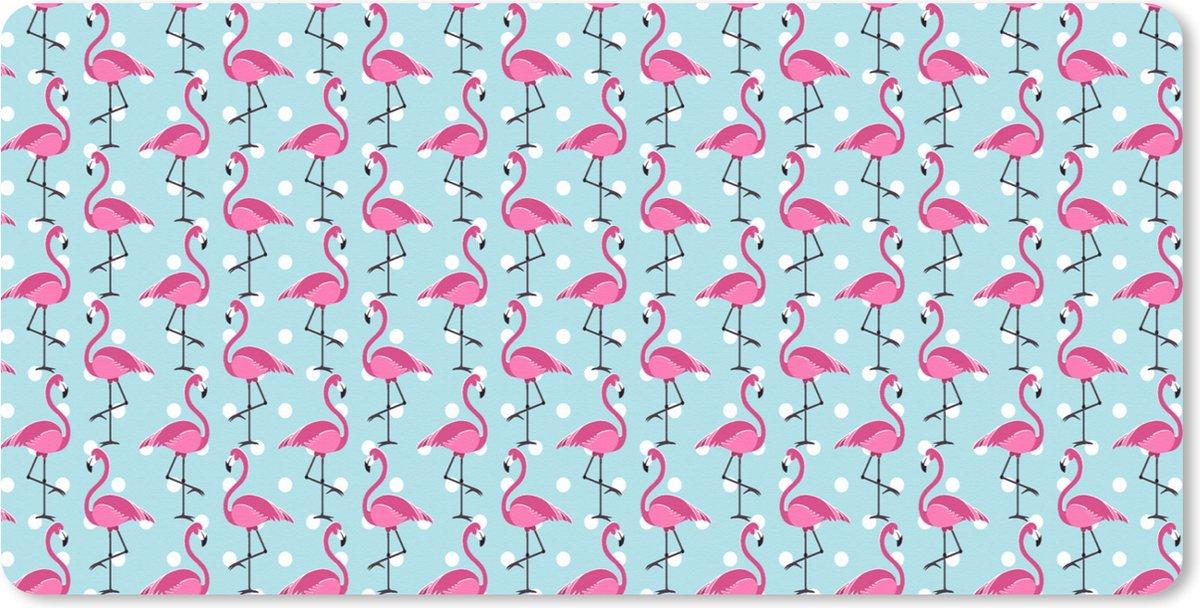 Muismat XXL 120x60 cm - Bureau onderlegger - Bureau mat Flamingo - Stippen - Dieren - Patroon - Bureaumat - Gaming mousepad xl - Bureaulegger groot - Computer deskmat