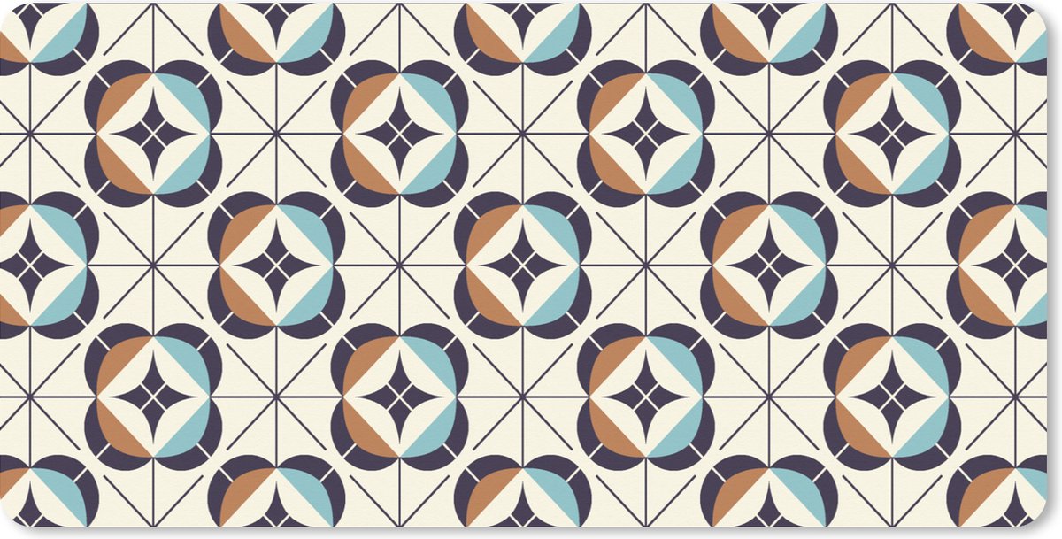 Muismat XXL 100x50 cm - Bureau onderlegger - Bureau mat Retro - Design - Geometrie - Bureaumat - Gaming mousepad xl - Bureaulegger groot - Computer deskmat