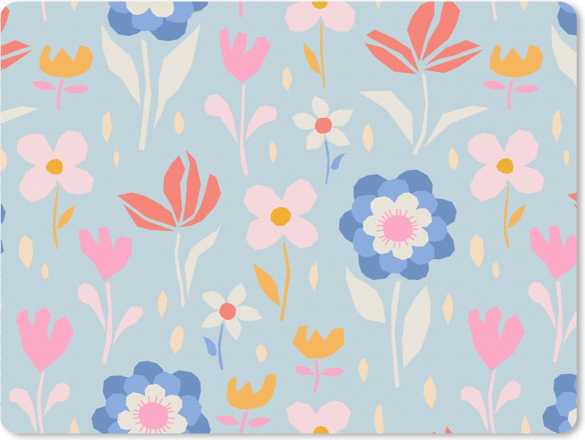 Muismat XXL 80x60 cm - Bureau onderlegger - Bureau mat Bloemen - Planten - Patroon - Bureaumat - Gaming mousepad xl - Bureaulegger groot - Computer deskmat