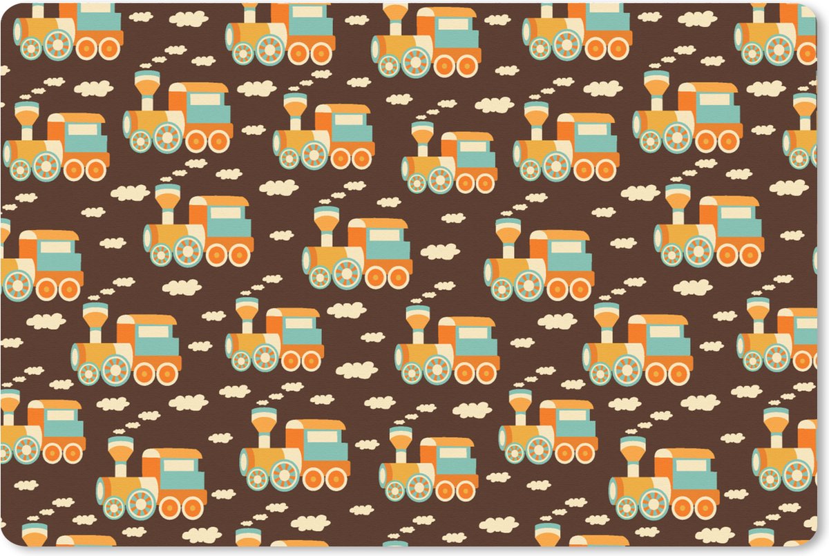 Muismat XXL 120x80 cm - Bureau onderlegger - Bureau mat Patronen - Trein - Vintage - Kind - Jongens - Kinderen - Kids - Bureaumat - Gaming mousepad xl - Bureaulegger groot - Computer deskmat