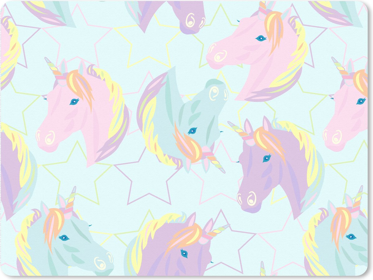 Muismat XXL 80x60 cm - Bureau onderlegger - Bureau mat Unicorn - Sterren - Patronen - Bureaumat - Gaming mousepad xl - Bureaulegger groot - Computer deskmat