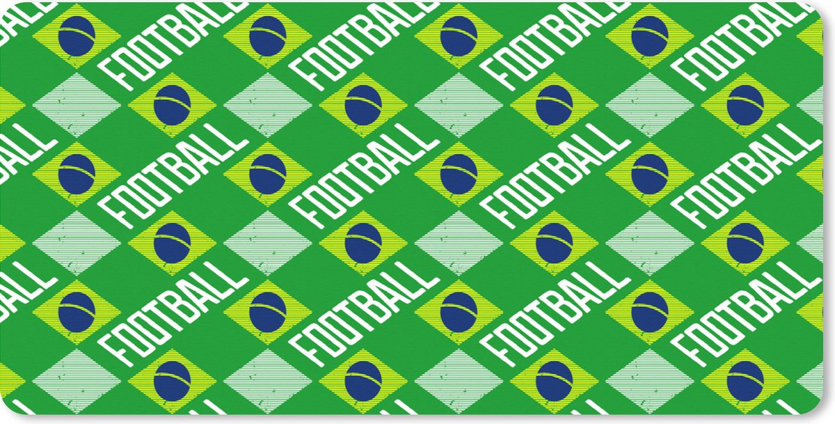 Muismat XXL - Bureau onderlegger - Bureau mat - Brazilië - Voetbal - Patronen - 120x60 cm - XXL muismat