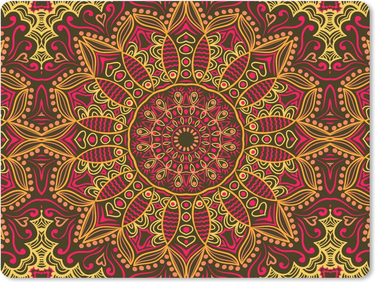 Muismat XXL 80x60 cm - Bureau onderlegger - Bureau mat Patroon - Mandala - Planten - Bureaumat - Gaming mousepad xl - Bureaulegger groot - Computer deskmat