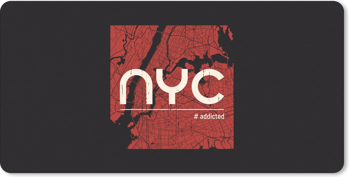 Muismat XXL 80x40 cm - Bureau onderlegger - Bureau mat New York - NYC - Rood - Bureaumat - Gaming mousepad xl - Bureaulegger groot - Computer deskmat