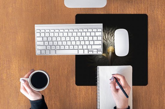 Tapis de souris XXL - Sous-main - Tapis de bureau - Vogel - Aigle - Rapaces - Oeil - Bec - Lumière - 40x40 cm - Tapis de souris XXL