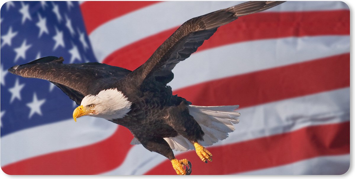 Muismat XXL 80x40 cm - Bureau onderlegger - Bureau mat Amerikaanse zeearend voor de Amerikaanse vlag - Bureaumat - Gaming mousepad xl - Bureaulegger groot - Computer deskmat