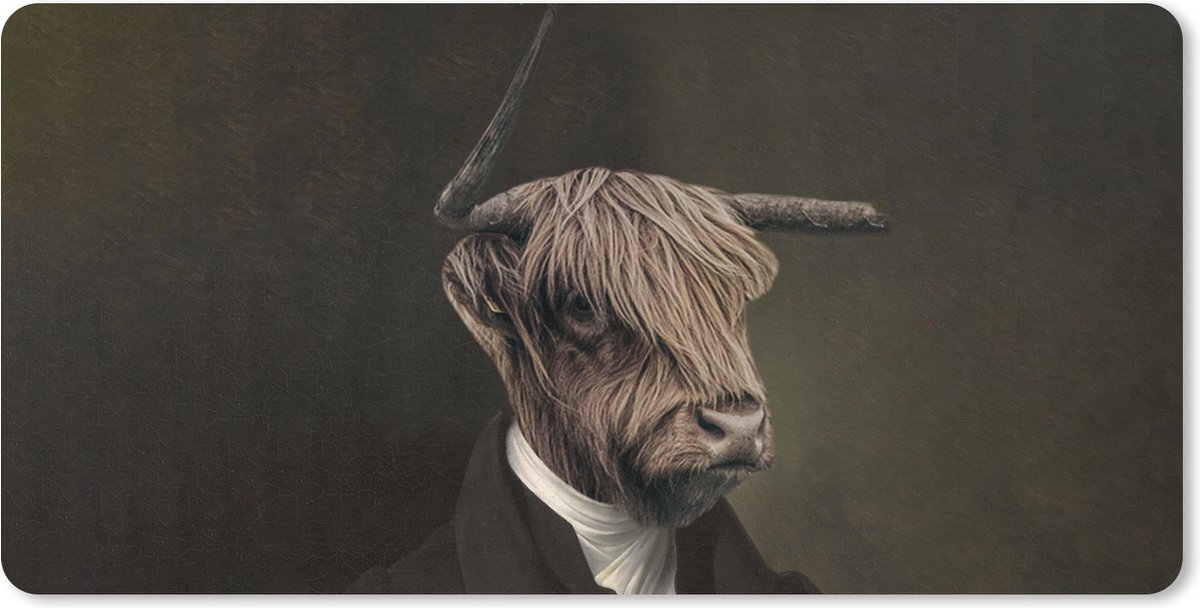 Muismat XXL 80x40 cm - Bureau onderlegger - Bureau mat Schotse hooglander - Kunst - Dierenkop - Bureaumat - Gaming mousepad xl - Bureaulegger groot - Computer deskmat