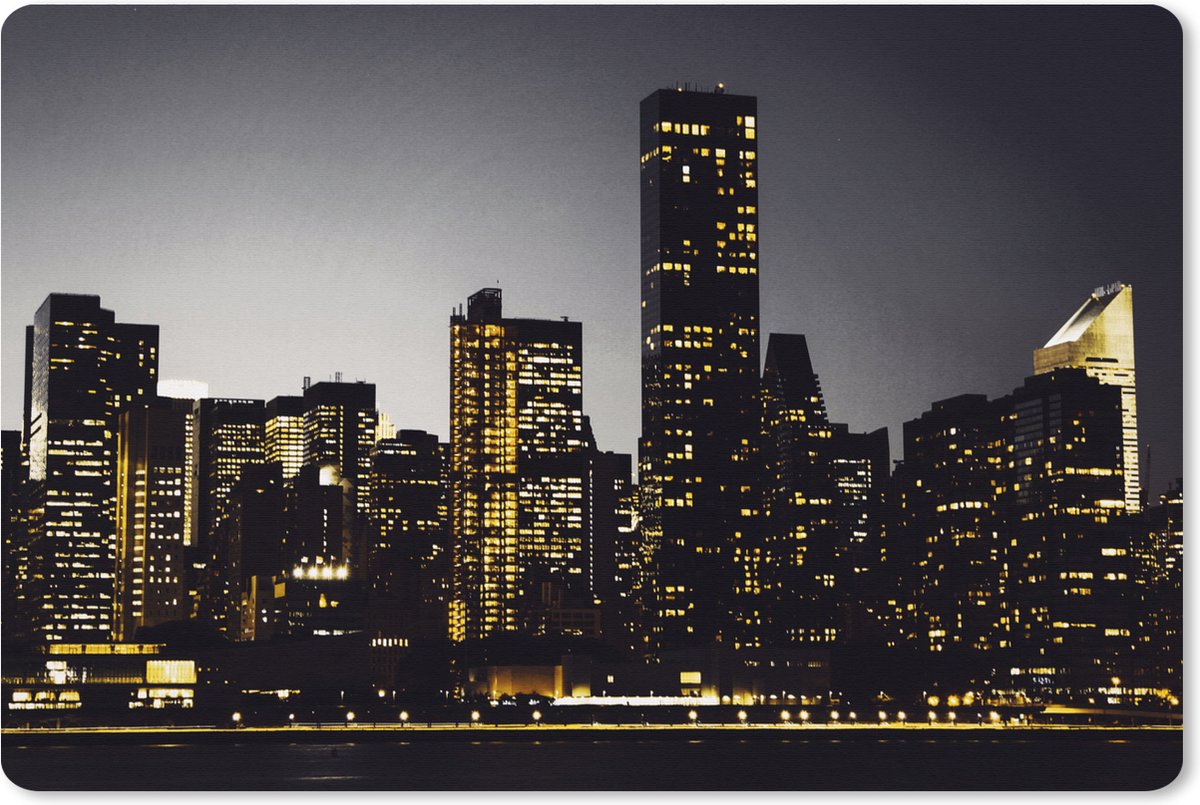 Muismat XXL 90x60 cm - Bureau onderlegger - Bureau mat New York - Verlichting - Lamp - Bureaumat - Gaming mousepad xl - Bureaulegger groot - Computer deskmat