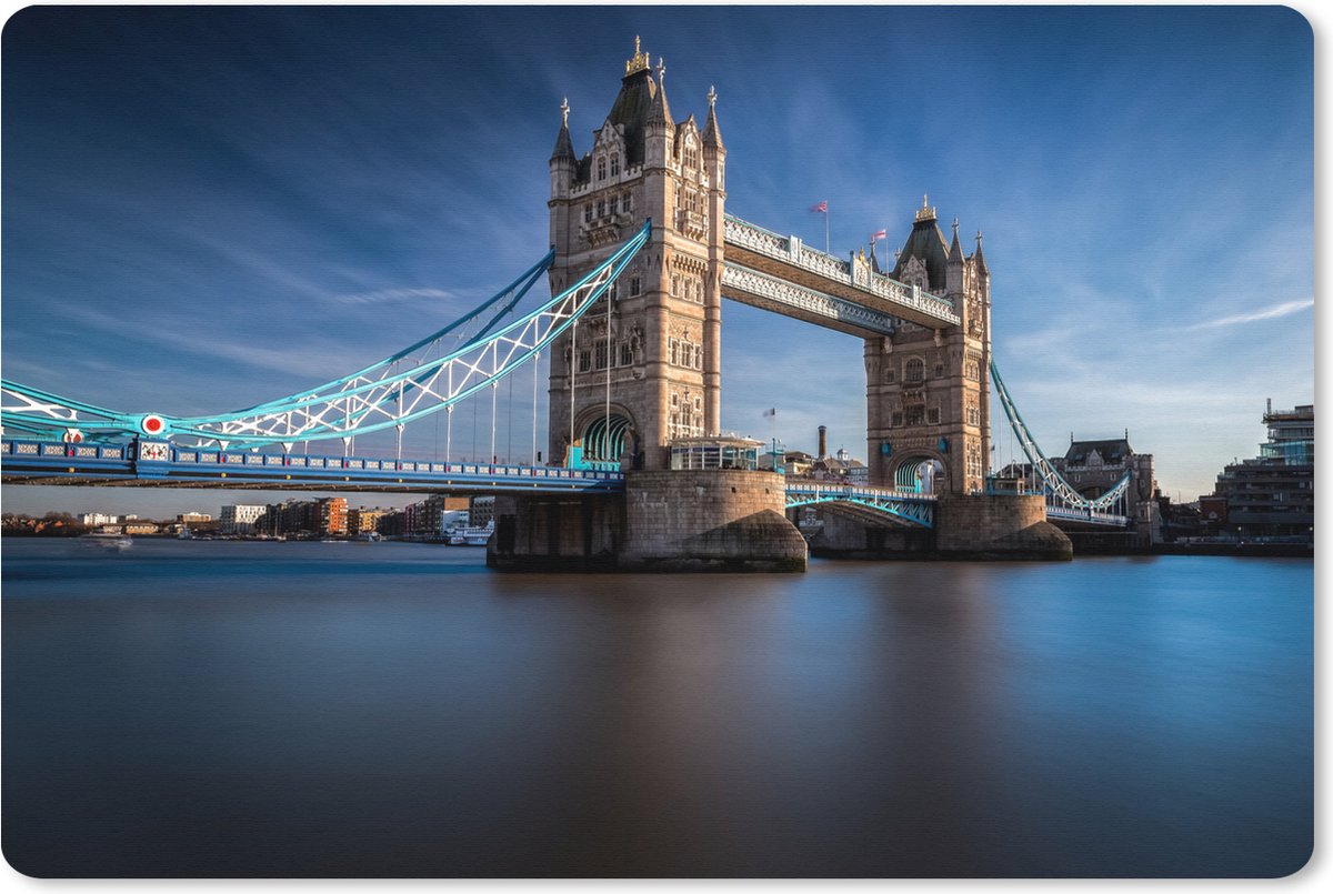 Muismat XXL 120x80 cm - Bureau onderlegger - Bureau mat Tower Bridge - Theems - Londen - Bureaumat - Gaming mousepad xl - Bureaulegger groot - Computer deskmat