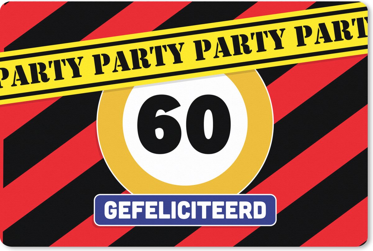 Muismat XXL 90x60 cm - Bureau onderlegger - Bureau mat Verjaardag - 60 Jaar - Gefeliciteerd - Bureaumat - Gaming mousepad xl - Bureaulegger groot - Computer deskmat
