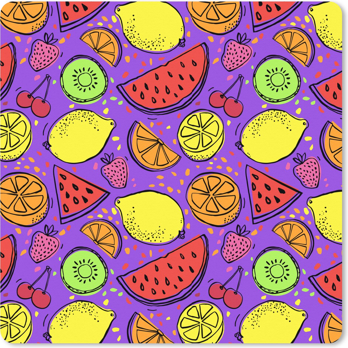 Muismat XXL 40x40 cm - Bureau onderlegger - Bureau mat Citroen - Kleuren - Paars - Bureaumat - Gaming mousepad xl - Bureaulegger groot - Computer deskmat