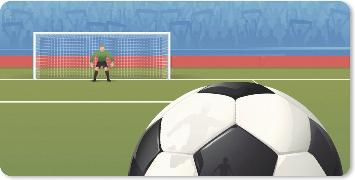 Muismat XXL 100x50 cm - Bureau onderlegger - Bureau mat Een illustratie van een voetbal op het veld in het stadion - Jongens - Meiden - Kids - Bureaumat - Gaming mousepad xl - Bureaulegger groot - Computer deskmat