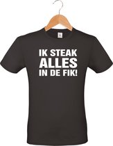 mijncadeautje - T-shirt - zwart - Ik steak alles in de fik - cadeau verjaardag - vaderdag - BBQ - maat M