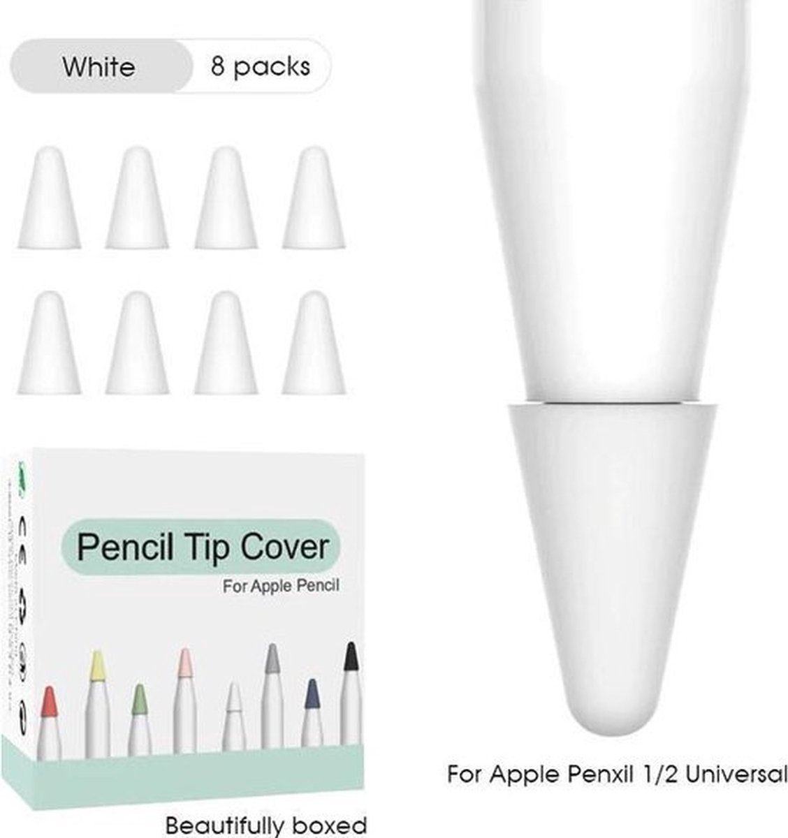 apple pencil tips – geschikt voor de apple pencil 1 en apple pencil 2 – 8 stuks – transparant
