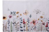 Clayre & Eef Placemats Set van 6 48x33 cm Wit Groen Katoen Rechthoek Bloemen Tafelmat