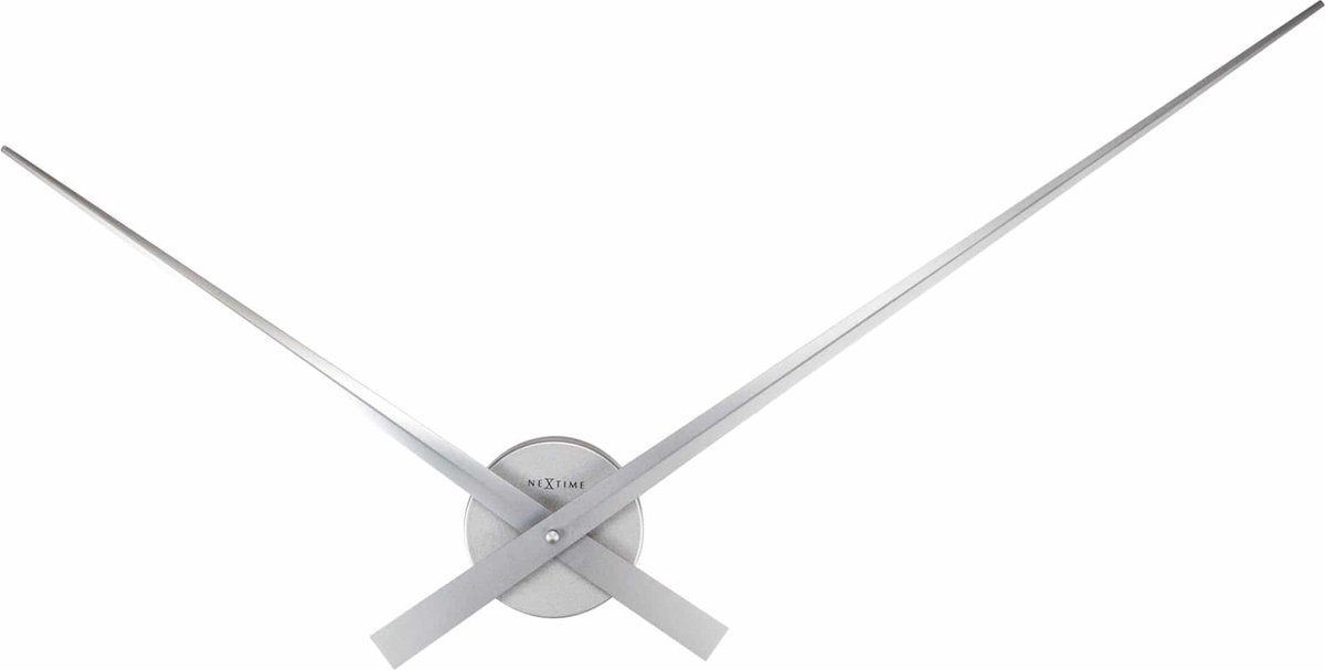 NeXtime - Wandklok- 85 cm- Aluminium- Zilver- 'Hands'