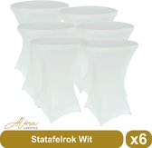 Statafelrok wit 80 cm - per 6 - partytafel - Alora tafelrok voor statafel - Statafelhoes - Bruiloft - Cocktailparty - Stretch Rok - Set van 6