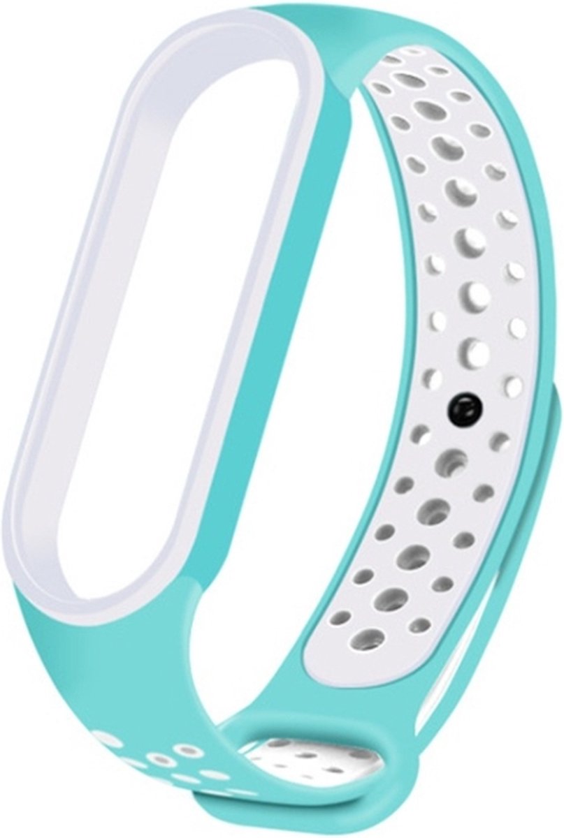 Siliconen bandje - geschikt voor Xiaomi Mi Band 5 / Mi Band 6 - mintgroen-wit