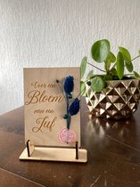 Houten Kaart  Voor een bloem van een juf - Einde schooljaar bedankje met droogbloemen