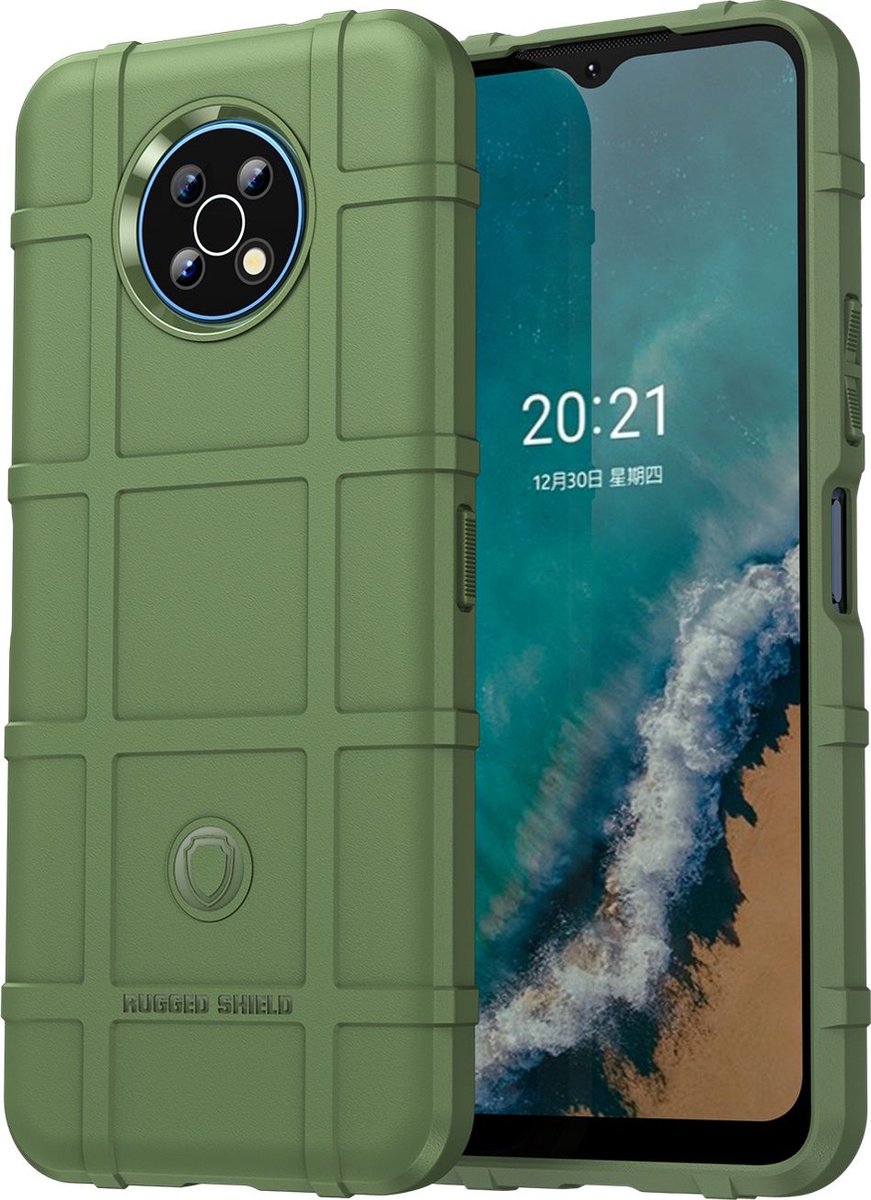 Mobigear Hoesje geschikt voor Nokia G50 Telefoonhoesje Flexibel TPU | Mobigear Rugged Shield Backcover Shockproof | Schokbestendig G50 Telefoonhoesje | Anti Shock Proof - Groen