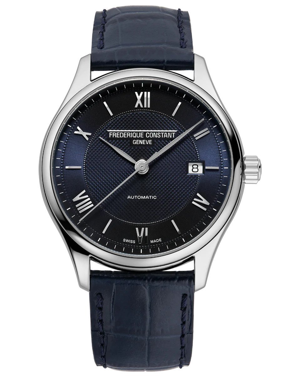 Frédérique Constant Classics FC-303MN5B6 Horloge - Leer - Blauw - Ø 40 mm