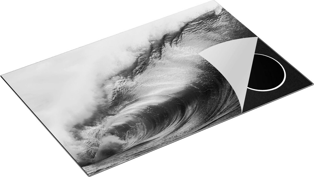 Chefcare Inductie Beschermer Grote Golfen op de Heldere Zee - Zwart Wit - 81,2x52 cm - Afdekplaat Inductie - Kookplaat Beschermer - Inductie Mat
