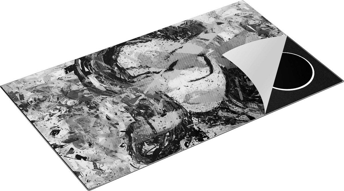 Chefcare Inductie Beschermer Abstracte Kunst van een Meisje - Vrouw - Zwart Wit - 91,2x52 cm - Afdekplaat Inductie - Kookplaat Beschermer - Inductie Mat