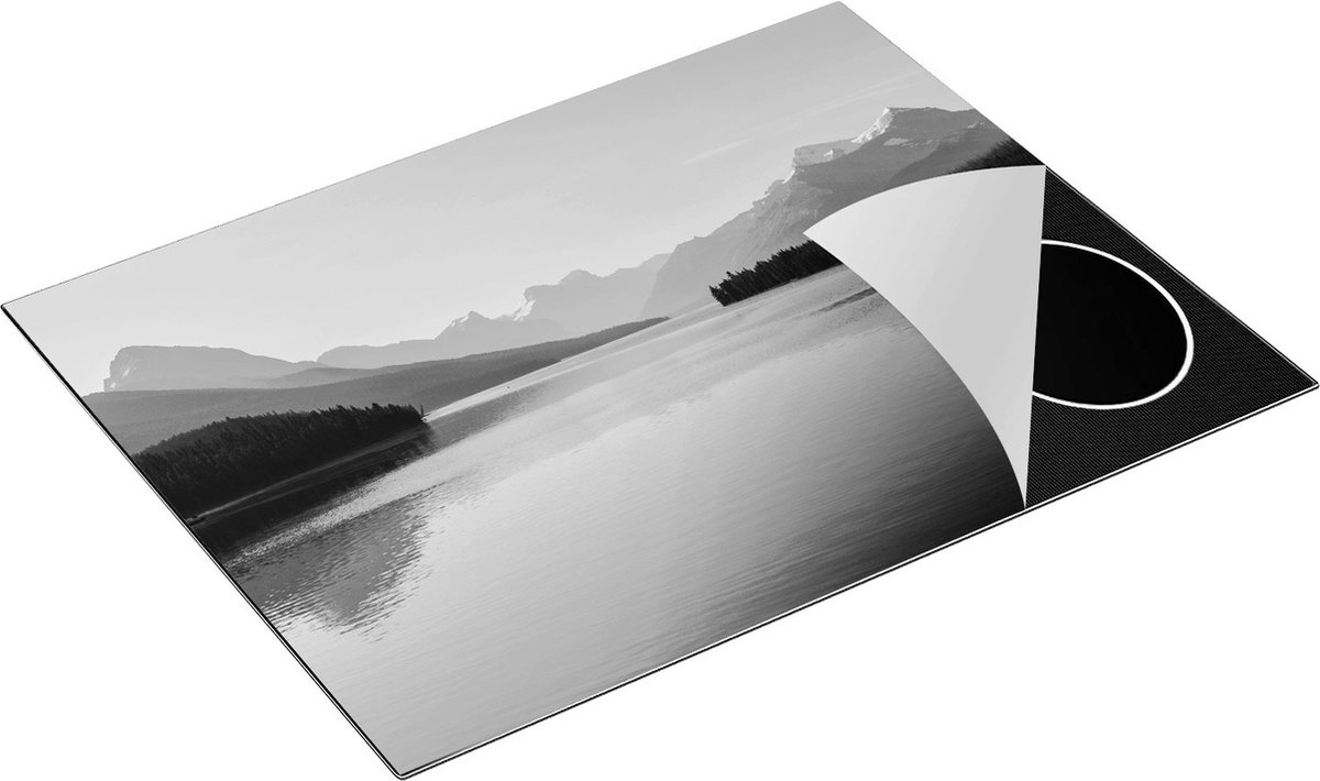 Chefcare Inductie Beschermer Meer bij de Bergen in Alberta, Canada - Zwart Wit - 77x59 cm - Afdekplaat Inductie - Kookplaat Beschermer - Inductie Mat
