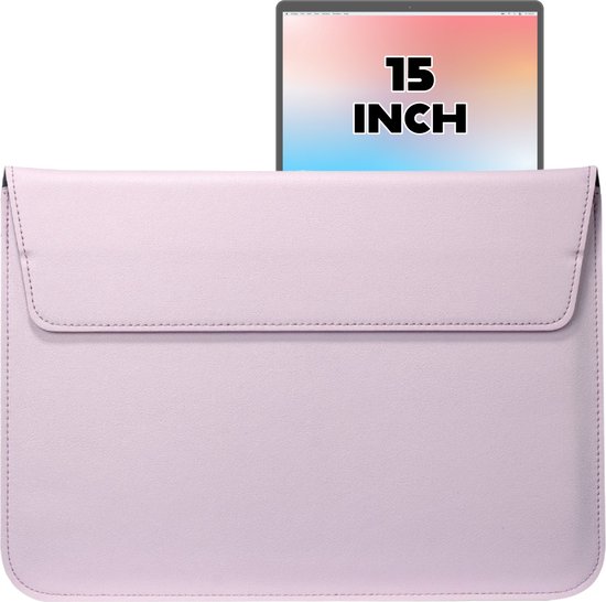 2-in-1 Laptopsleeve 15 tot 15.4 inch - Vegan Leer - Laptophoes Dames / Heren - Laptop Tas Sleeve met Standaard