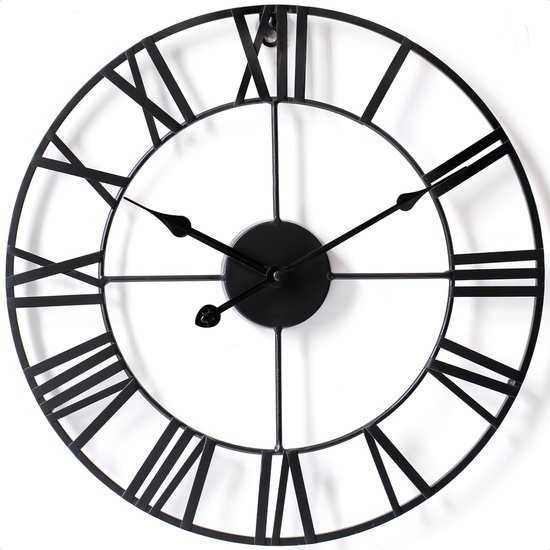 Goliving Wandklok Industrieel - Stil uurwerk - Moderne wandklok - Metaal - 70 cm - Zwart