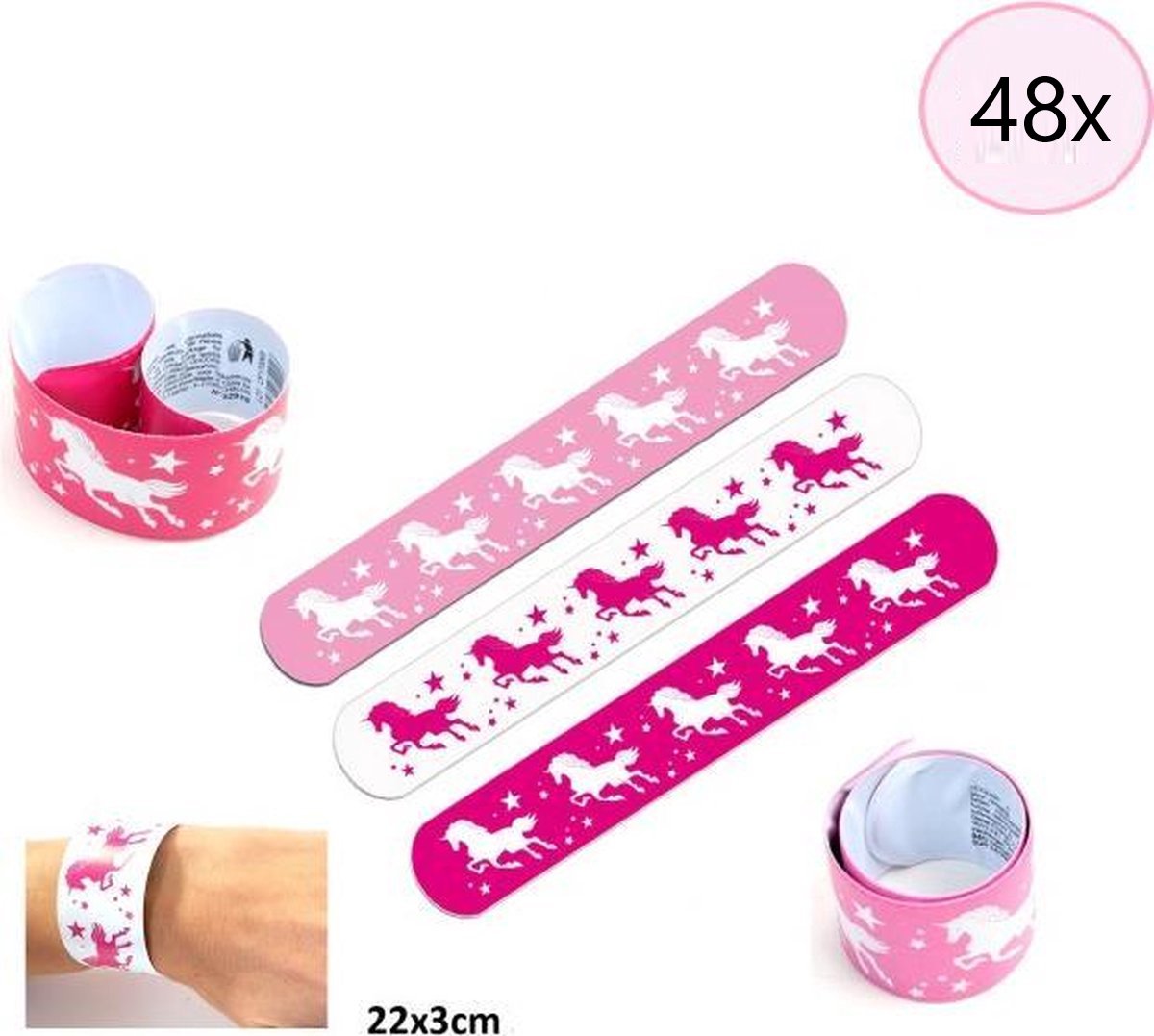 Klaparmband Eenhoorn | Unicorn Traktatie | 48 stuks